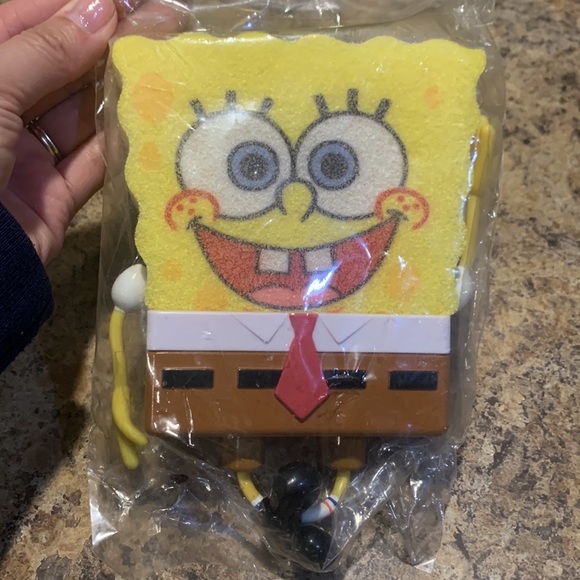 NWT 3M 2002 Spongebob square pants bath sponge with holder - Picture 3 of 5